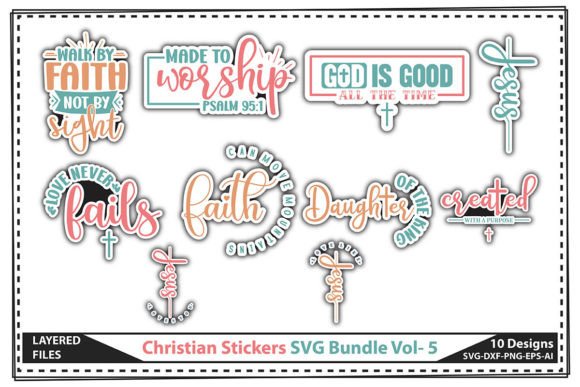 Christian Stickers SVG Bundle Vol- 5: Graphics & Crafts Review
