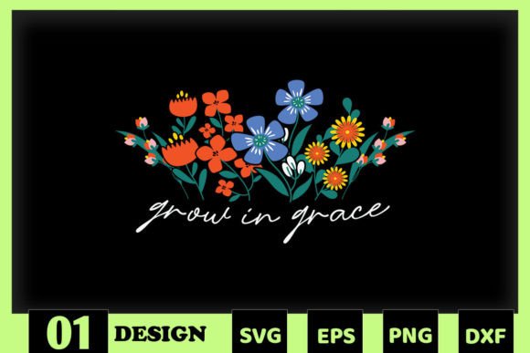 Grow in Grace Floral Jesus Graphics and Crafts