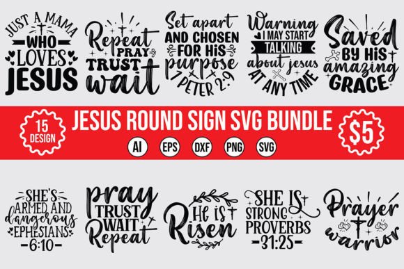 Jesus Round Sign SVG: Graphics & Crafts Bundle