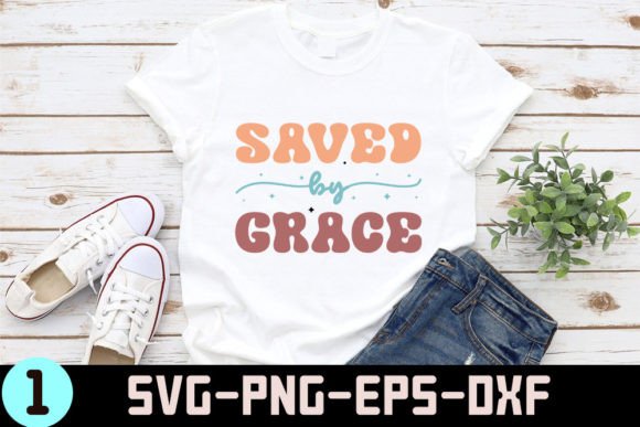 Saved by Grace - Christian Quotes Retro